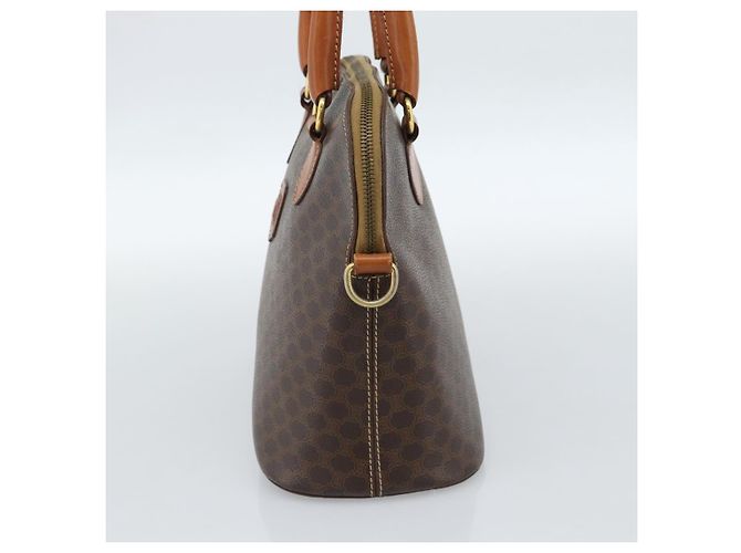 Céline Borsa CELINE Macadam Canvas PVC Pelle 2way Marrone Oro Auth 183051 D'oro - vista 5
