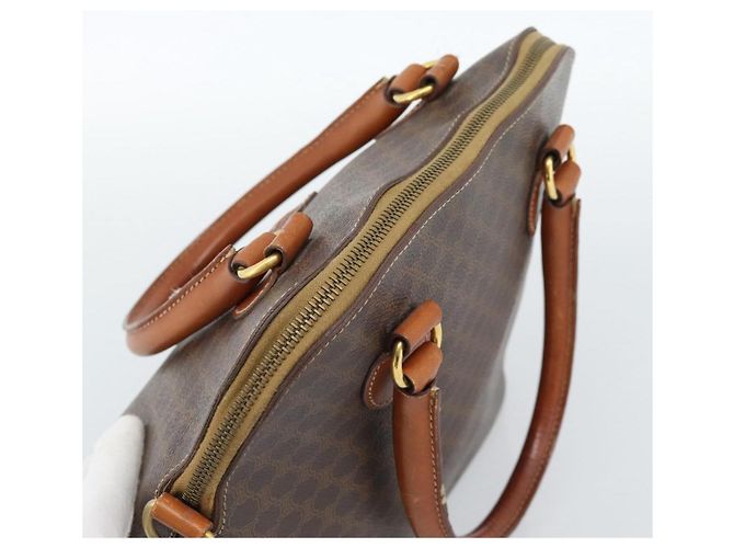 Céline Borsa CELINE Macadam Canvas PVC Pelle 2way Marrone Oro Auth 183051 D'oro - vista 6