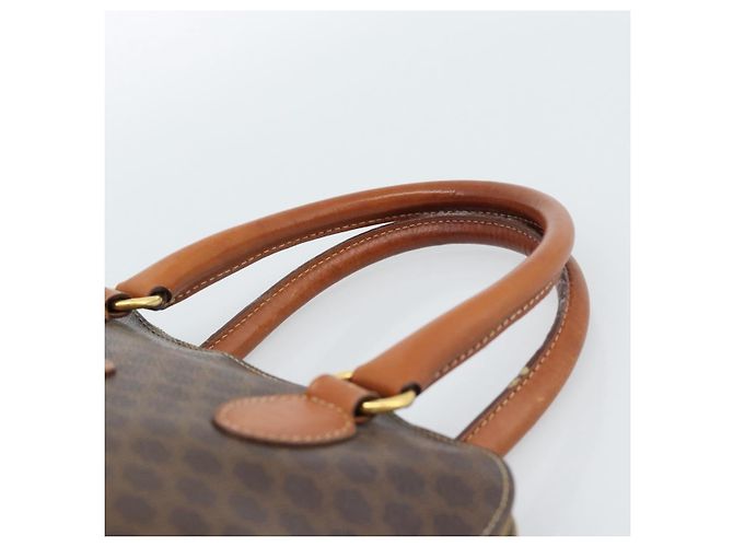 Céline Borsa CELINE Macadam Canvas PVC Pelle 2way Marrone Oro Auth 183051 D'oro - vista 8