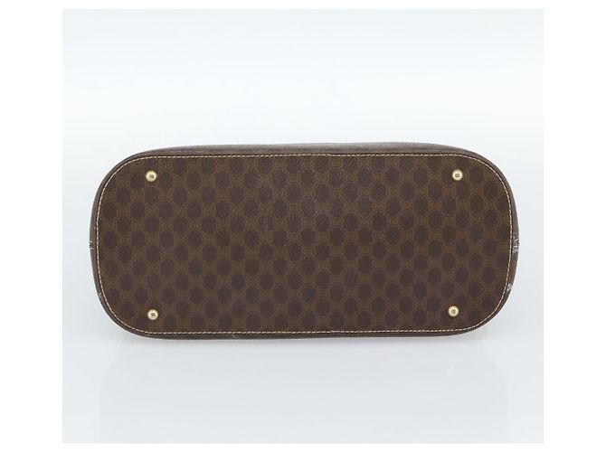 Céline Borsa CELINE Macadam Canvas PVC Pelle 2way Marrone Oro Auth 183051 D'oro - vista 9