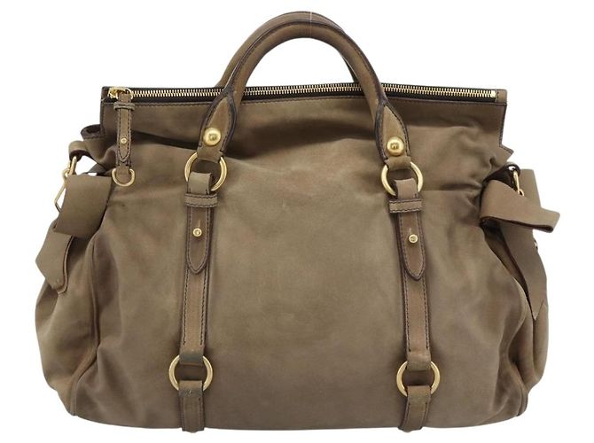 Borsa Miu Miu in scamosciato 2 modi Beige Oro Auth 183865V D'oro - vista 2