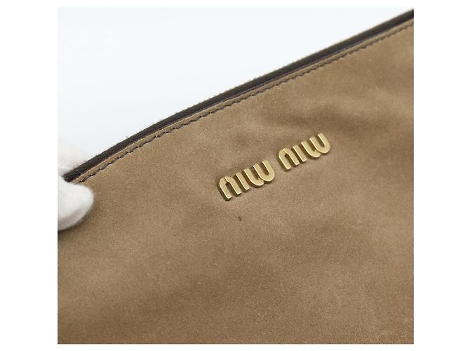 Borsa Miu Miu in scamosciato 2 modi Beige Oro Auth 183865V D'oro - vista 20