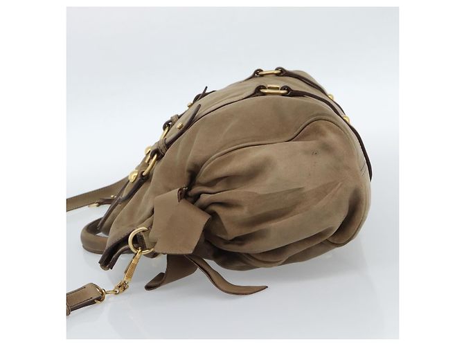Borsa Miu Miu in scamosciato 2 modi Beige Oro Auth 183865V D'oro - vista 3