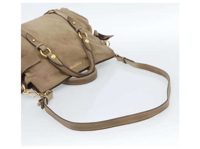 Borsa Miu Miu in scamosciato 2 modi Beige Oro Auth 183865V D'oro - vista 8