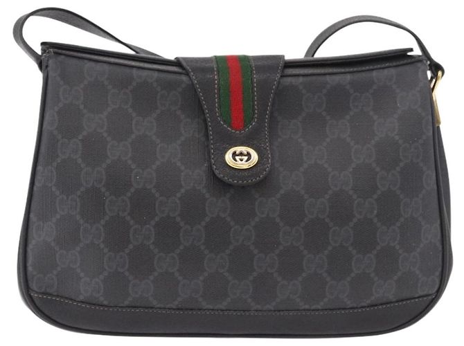Borsa GUCCI GG Supreme Web Sherry Line PVC Nero Rosso 116 02 076 Auth 184484 - vista 2