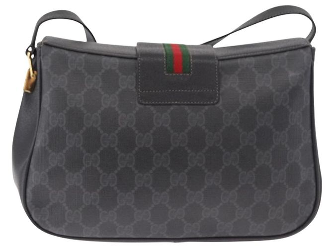 Borsa GUCCI GG Supreme Web Sherry Line PVC Nero Rosso 116 02 076 Auth 184484 - vista 3