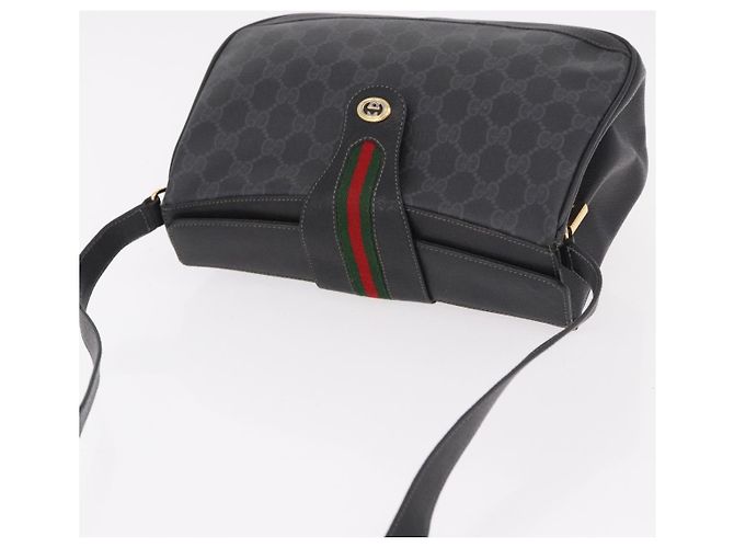 Borsa GUCCI GG Supreme Web Sherry Line PVC Nero Rosso 116 02 076 Auth 184484 - vista 6
