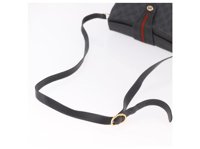 Borsa GUCCI GG Supreme Web Sherry Line PVC Nero Rosso 116 02 076 Auth 184484 - vista 7