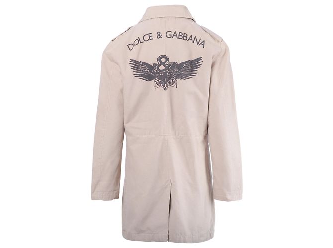 Gabardina beige Dolce & Gabbana con gráfico en la espalda - vista 3