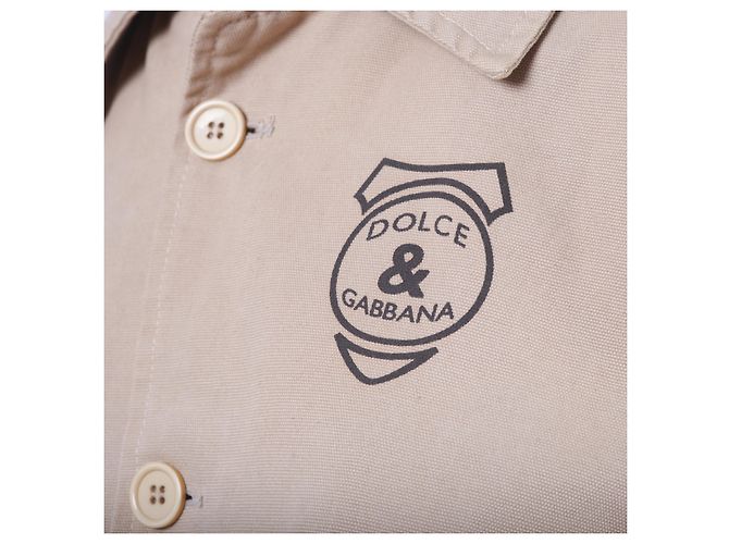 Gabardina beige Dolce & Gabbana con gráfico en la espalda - vista 6