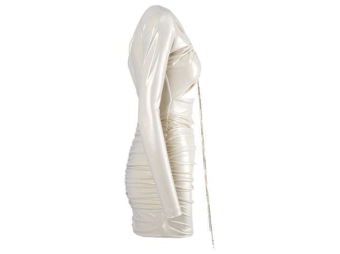 Autre Marque Mini-Kleid Danamé Metallic Ruched Cut-Out Gelb Hellbraun - Ansicht 2