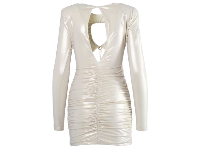 Autre Marque Mini-Kleid Danamé Metallic Ruched Cut-Out Gelb Hellbraun - Ansicht 3