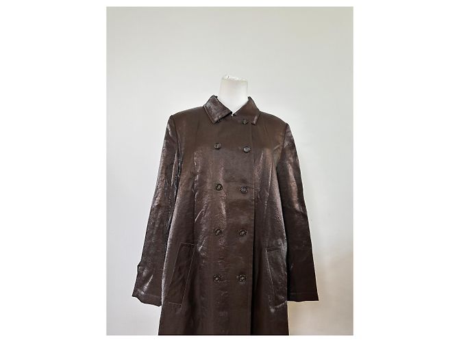 Vintage Givenchy Seidenmantel Dunkelbraun M - Ansicht 11