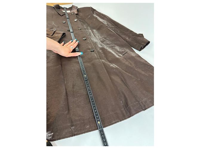 Vintage Givenchy Seidenmantel Dunkelbraun M - Ansicht 13