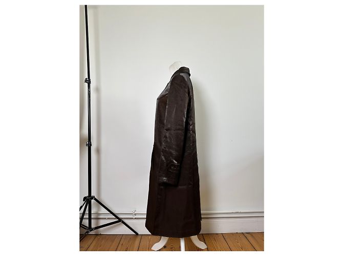 Vintage Givenchy Seidenmantel Dunkelbraun M - Ansicht 2