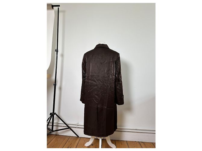 Vintage Givenchy Seidenmantel Dunkelbraun M - Ansicht 3