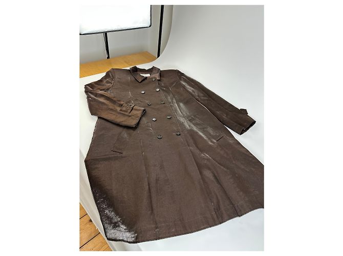 Vintage Givenchy Seidenmantel Dunkelbraun M - Ansicht 4