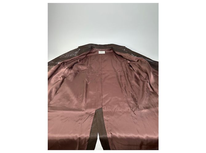 Vintage Givenchy Seidenmantel Dunkelbraun M - Ansicht 5