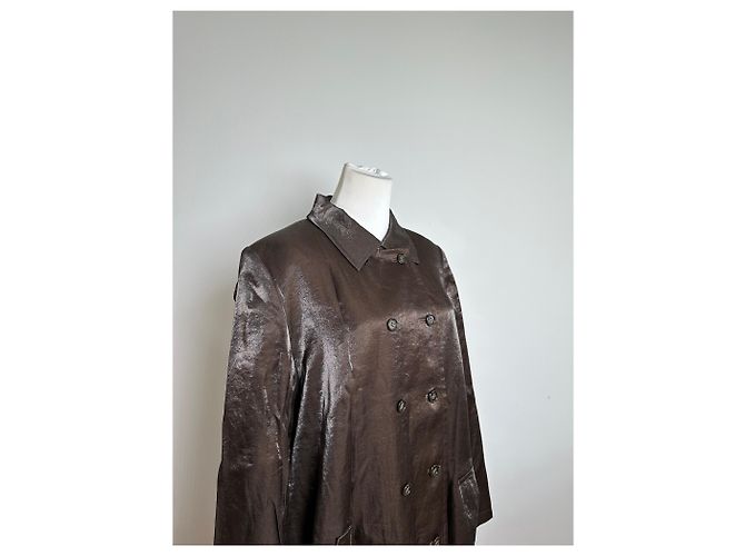 Vintage Givenchy Seidenmantel Dunkelbraun M - Ansicht 8