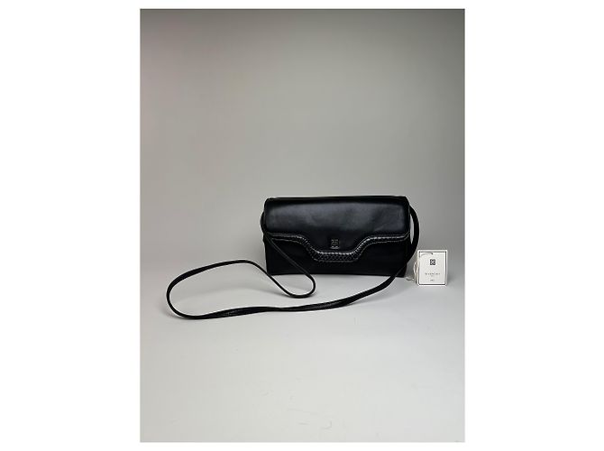 Vintage Givenchy Schultertasche aus geflochtenem Leder Schwarz Gold - Ansicht 14