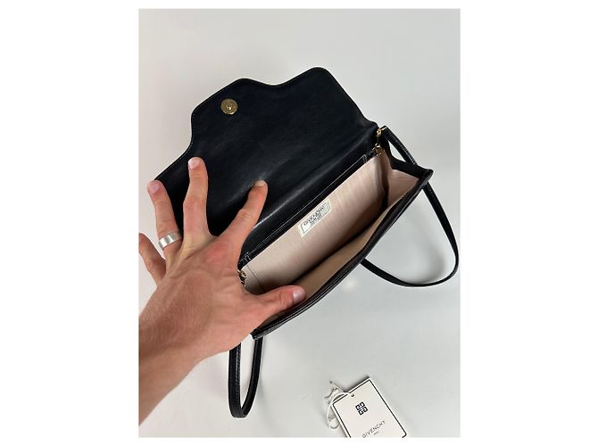 Vintage Givenchy Schultertasche aus geflochtenem Leder Schwarz Gold - Ansicht 3