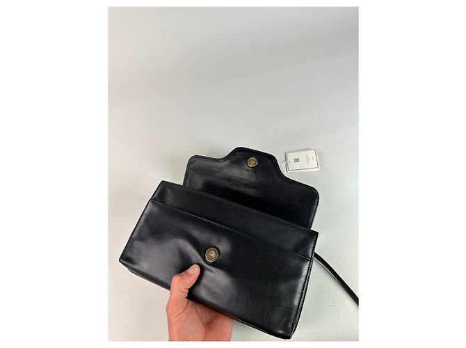 Vintage Givenchy Schultertasche aus geflochtenem Leder Schwarz Gold - Ansicht 7