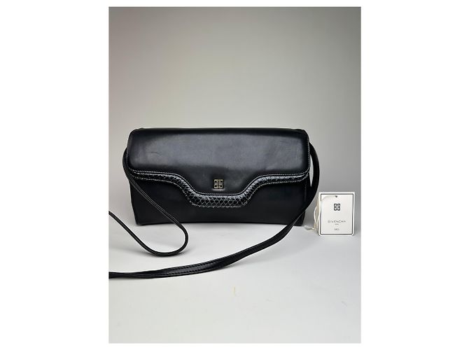 Vintage Givenchy Schultertasche aus geflochtenem Leder Schwarz Gold - Ansicht 9