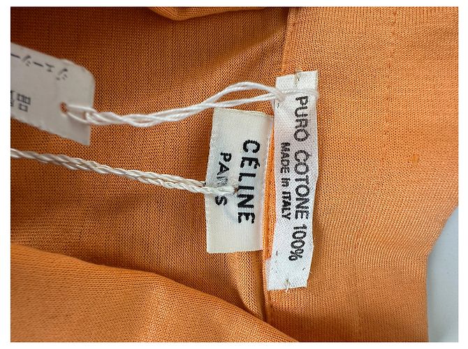 Céline Camicia in cotone vintage Celine Arancione Bottoni argento M - vista 12