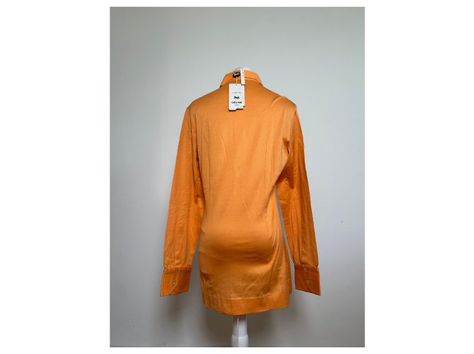 Céline Camicia in cotone vintage Celine Arancione Bottoni argento M - vista 15