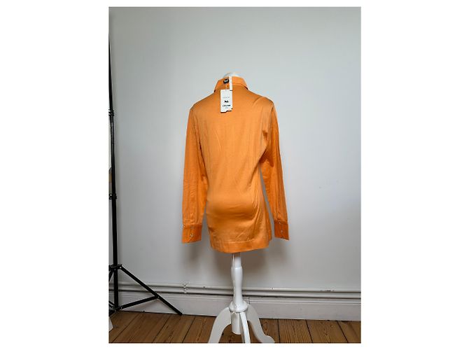 Céline Camicia in cotone vintage Celine Arancione Bottoni argento M - vista 3