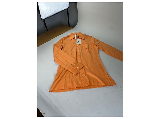 Céline Camicia in cotone vintage Celine Arancione Bottoni argento M - vista 5