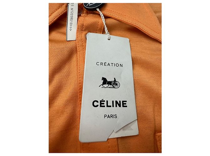 Céline Camicia in cotone vintage Celine Arancione Bottoni argento M - vista 6