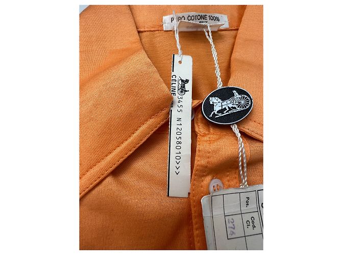 Céline Camicia in cotone vintage Celine Arancione Bottoni argento M - vista 9