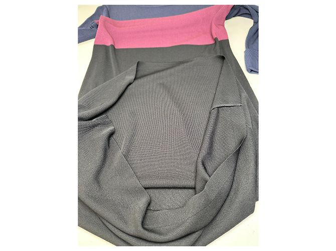 Abito in cotone vintage Balenciaga Blu navy Borgogna Nero M - vista 10