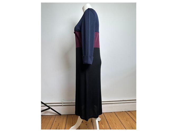 Abito in cotone vintage Balenciaga Blu navy Borgogna Nero M - vista 2