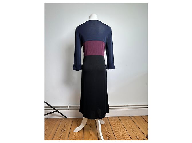 Abito in cotone vintage Balenciaga Blu navy Borgogna Nero M - vista 3