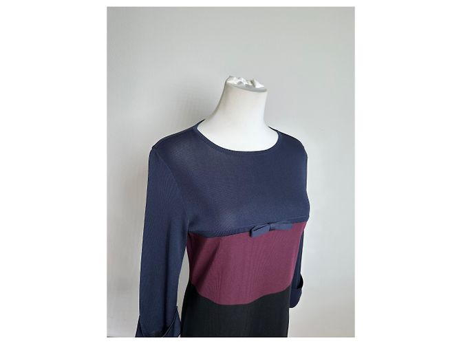 Abito in cotone vintage Balenciaga Blu navy Borgogna Nero M - vista 4
