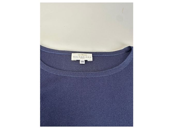 Abito in cotone vintage Balenciaga Blu navy Borgogna Nero M - vista 6