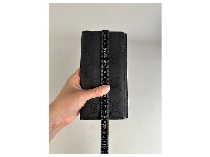 Vintage Gucci GG Supreme Geldbörse Schwarz Silber - Ansicht 8
