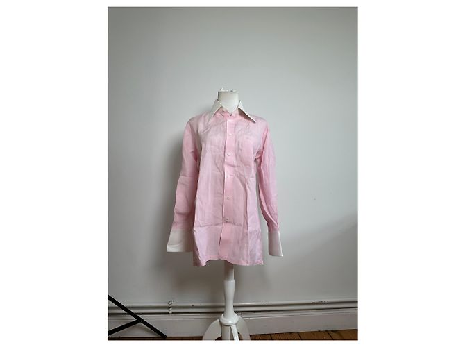 Camicia in cotone vintage Dior Rosa Bianco M - vista 10