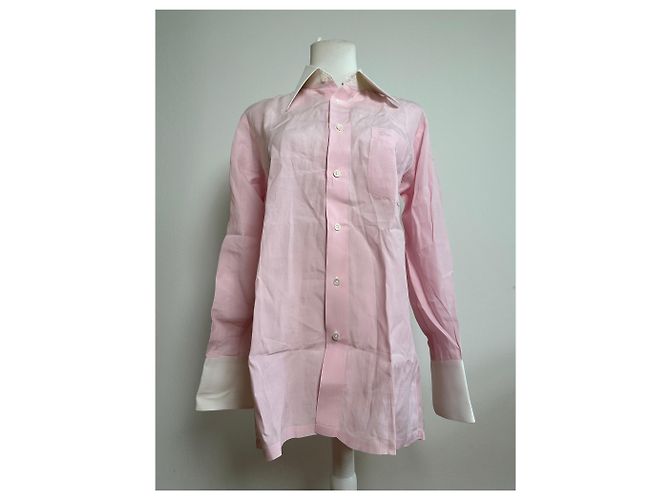 Camicia in cotone vintage Dior Rosa Bianco M - vista 2