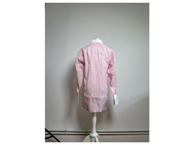 Camicia in cotone vintage Dior Rosa Bianco M - vista 4