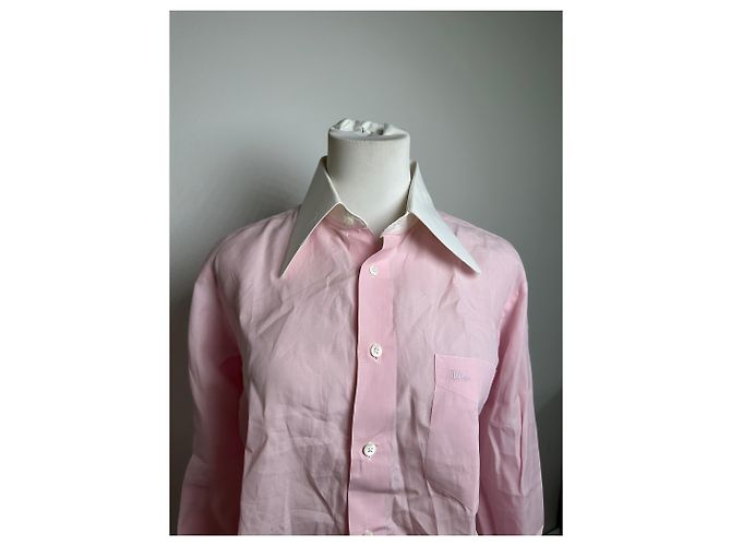 Camicia in cotone vintage Dior Rosa Bianco M - vista 8