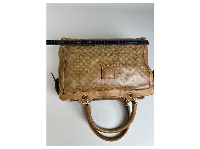 Edge Céline Vintage Celine Canvas Tote Bag Beige Braun Gold - Ansicht 10