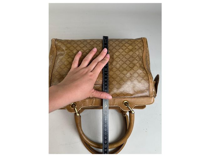 Edge Céline Vintage Celine Canvas Tote Bag Beige Braun Gold - Ansicht 11