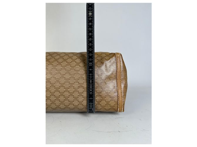 Edge Céline Vintage Celine Canvas Tote Bag Beige Braun Gold - Ansicht 12
