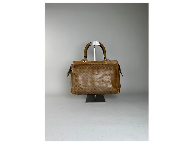 Edge Céline Vintage Celine Canvas Tote Bag Beige Braun Gold - Ansicht 13