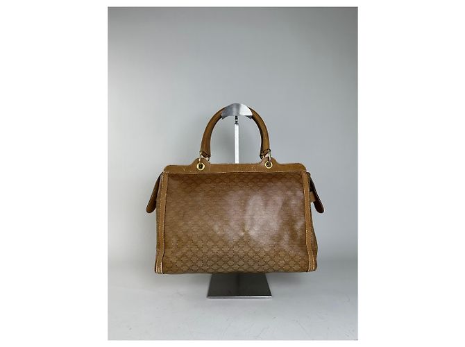 Edge Céline Vintage Celine Canvas Tote Bag Beige Braun Gold - Ansicht 2