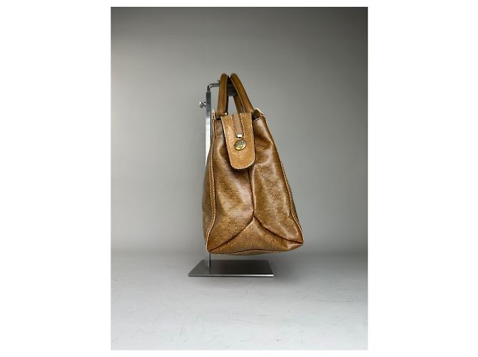 Edge Céline Vintage Celine Canvas Tote Bag Beige Braun Gold - Ansicht 6