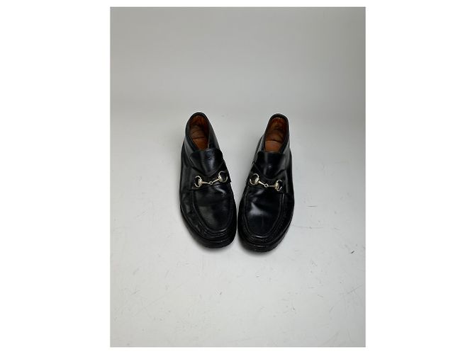 Mocassini Vintage Gucci in pelle nera e argento EU40.5 Nero - vista 3